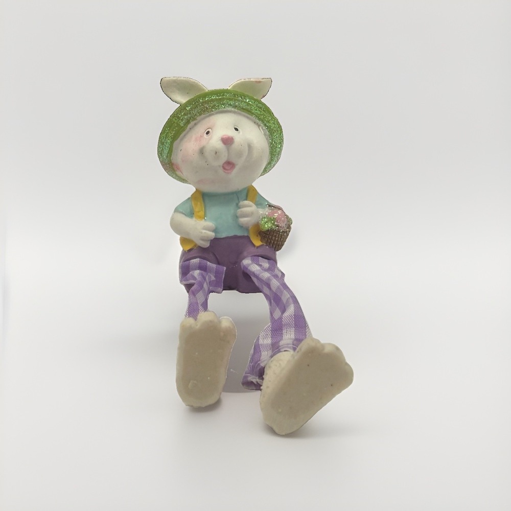 Vintage Greenbrier International Dangle Leg Easter Bunny Figurine Shelf Sitter